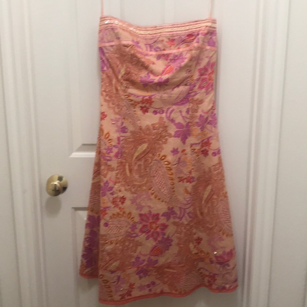 Express Peach Lined and Sequined Dress